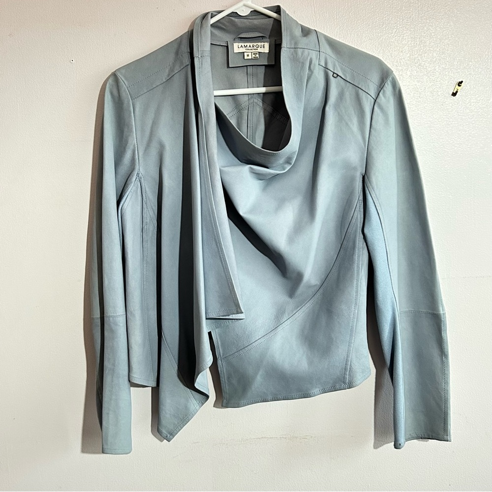 Lamarque Drape Front Leather Jacket - image 2
